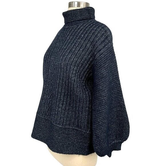 Toccin Turtleneck Sweater Navy Size S Pullover Long Sleeve Ribbed - Picture 4 of 8